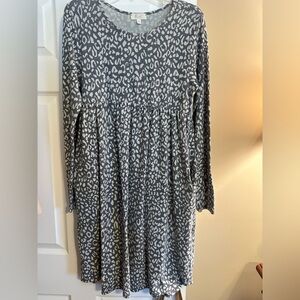 Elegant Long Sleeve Leopard Print Dress Sz xl